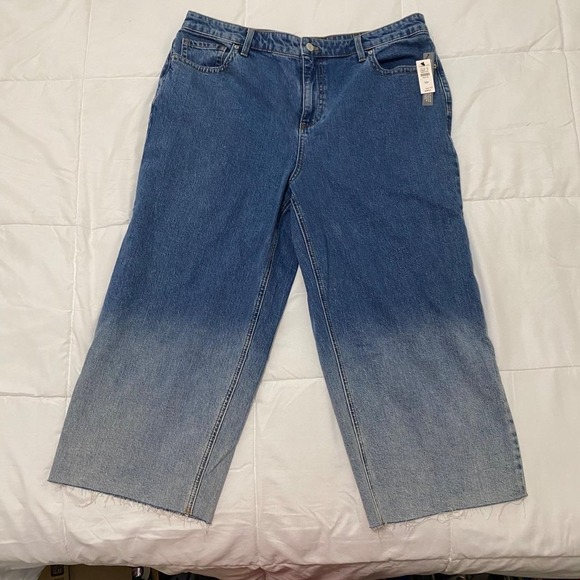 Talbots Denim - Talbots High Waist Wide Leg Cropped Ombré Blue Jeans Women‎ Size 16P